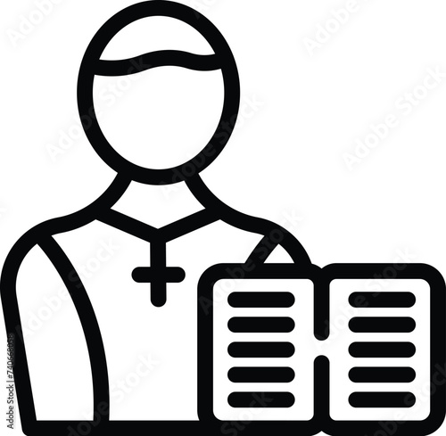 Priest book read icon outline vector. Adult catholic. Scripture tradition