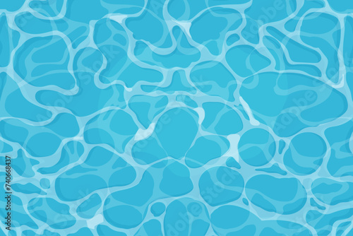 Water ripple surface with sunlight reflections, game texture top view. Beach, ocean clean and deep water.