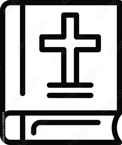 Bible book icon outline vector. Catholic church mass. Priest culture prayer