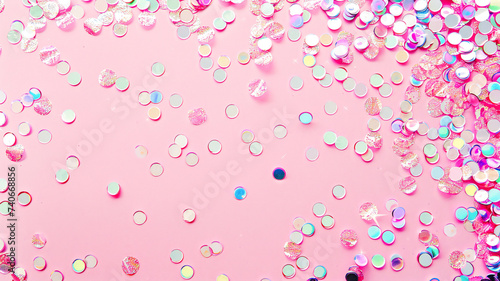 Pink background with holographic sparkles