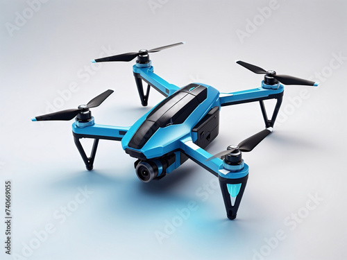 Realistic vector 3d Mavic mini drone quadcopter isolated on gradient color background. 