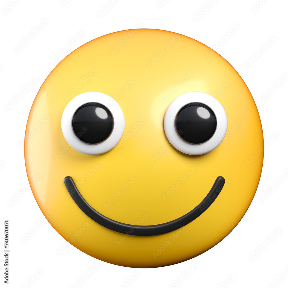 Slightly smiling face emoticon, smiling face emoticon 3d rendering Slightly smiling face emoticon, smiling face emoticon 3d rendering