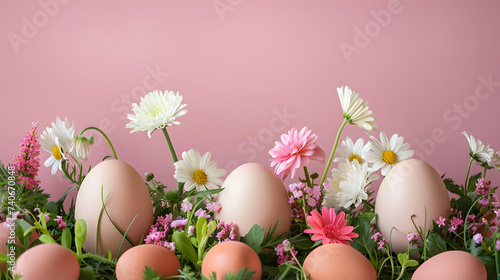 easter eggs and flowers background