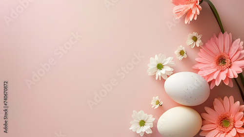 easter eggs and flowers background