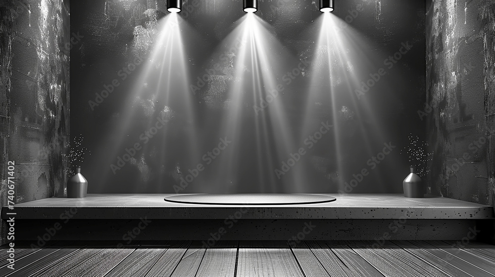 Obraz premium 3d illustration empty podium with abstact background very realistic front view mock up