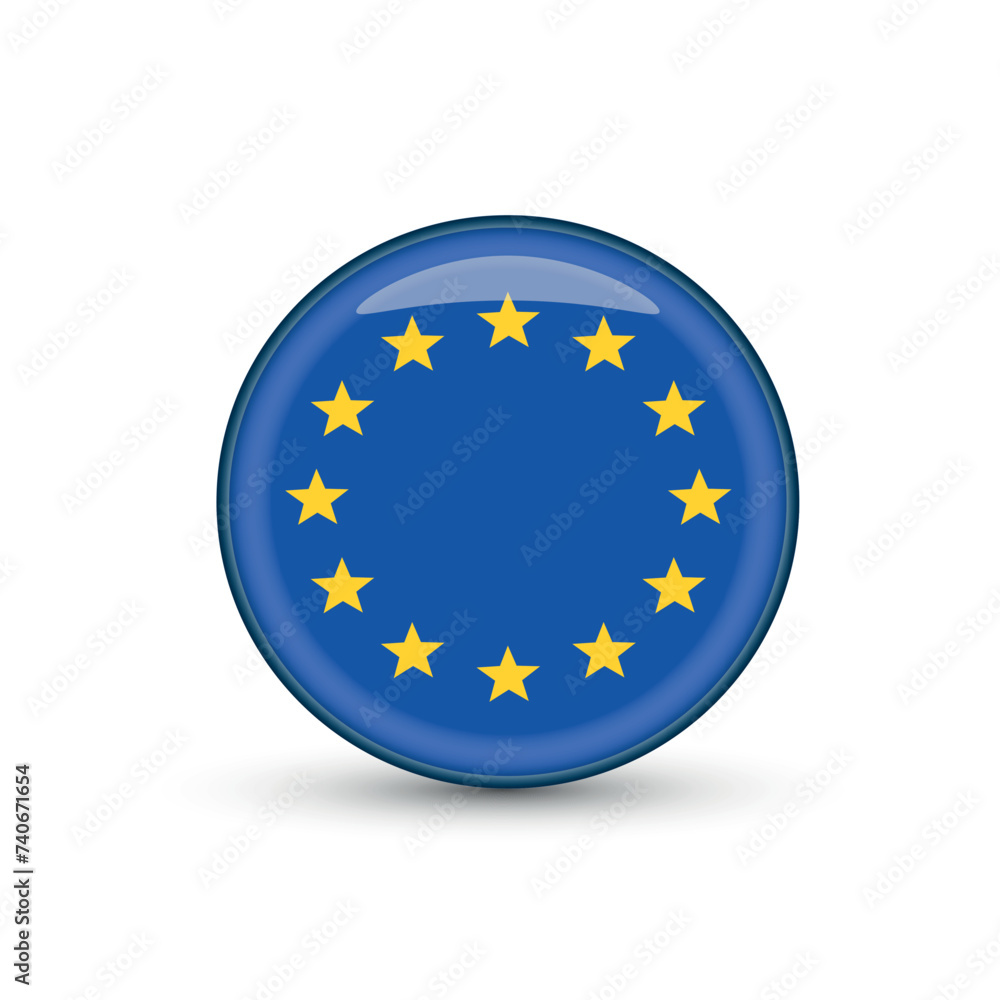 EU flag button. European Union flag icon web button EU flag button. European Union flag icon web button