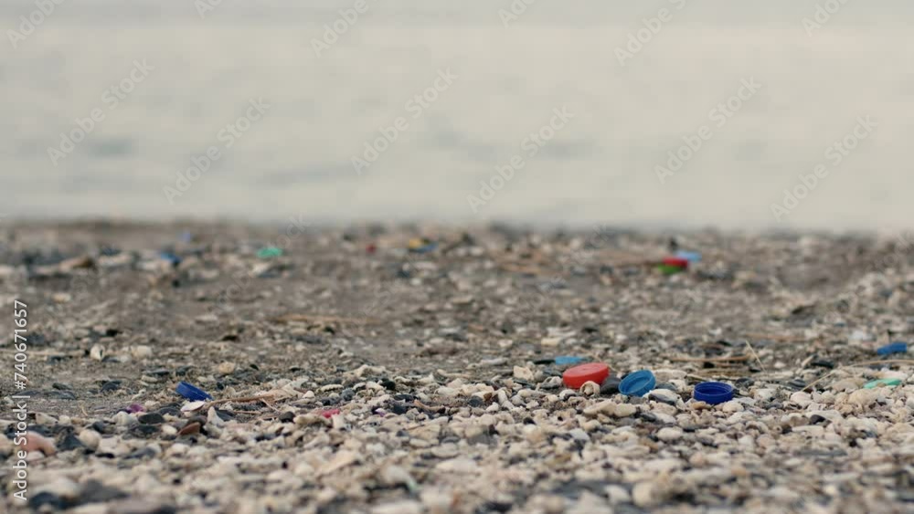 Environmental pollution on Khasab beach, littered seaside Environmental pollution on Khasab beach, littered seaside