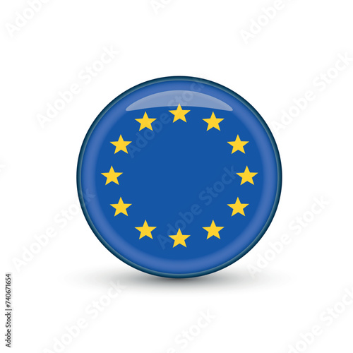 EU flag button. European Union flag icon web button