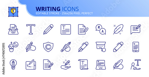 Simple set of outline icons about text