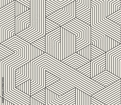 Vector seamless pattern. Repeating geometric elements. Stylish monochrome background design.