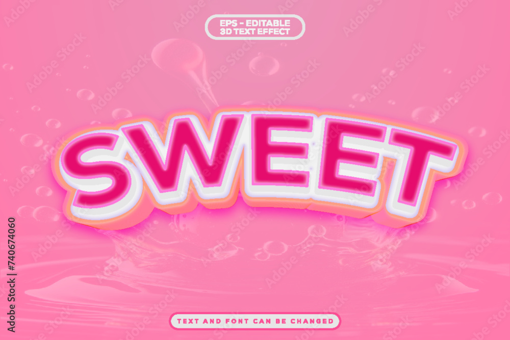 Sweet 3d colourful editable text effect design template 
