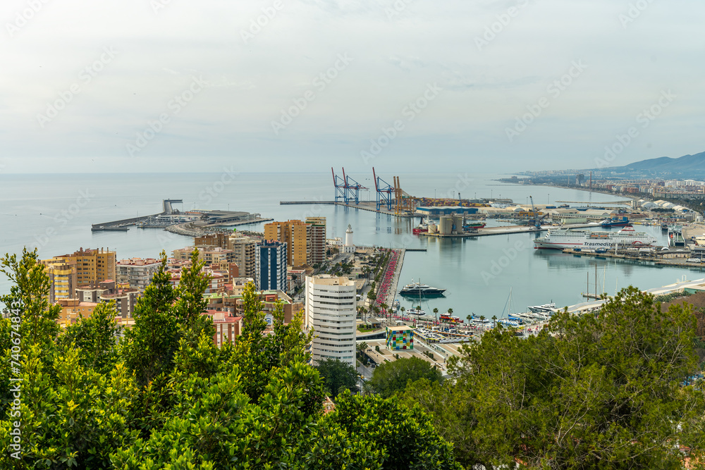 Panoramic View of the Port of Malaga and Urban Landscape