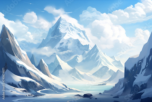 snow mountain illustration