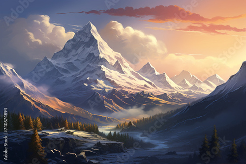 snow mountain illustration