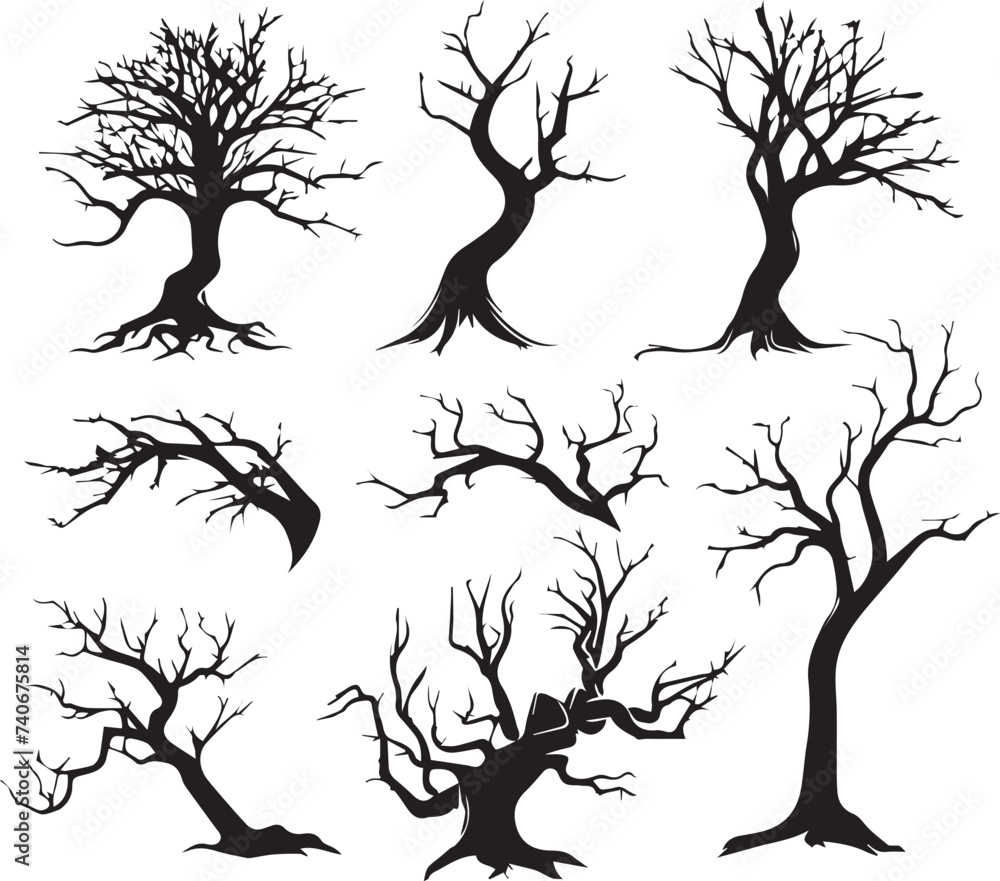 Set Trees. Hand drawn vector illustration