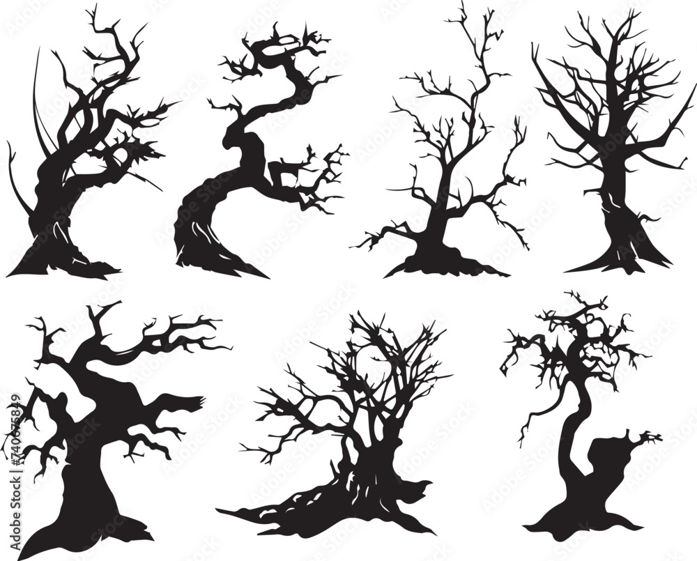 Set Trees. Hand drawn vector illustration Set Trees. Hand drawn vector illustration