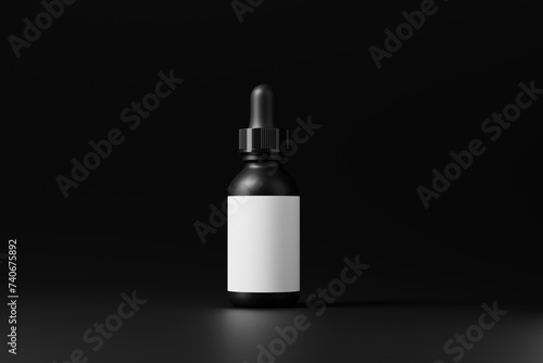 dropper bottle mockups featuring a non-transparent black dropper bottle