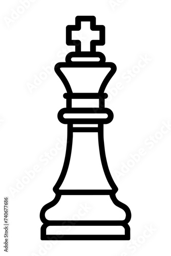 King Chess piece Icon Logo. Outline Vector illustration