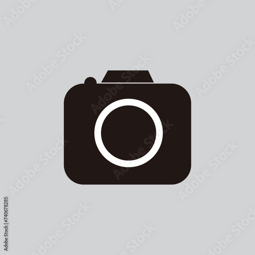 Camera icon. Gray background with black. Vector illustration. Eps 10. resources graphic element design. Vector illustration with a technology theme and application UI