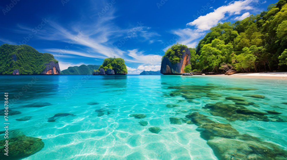Beaches on this Thai island have beautiful clear water. - obrazy, fototapety, plakaty 