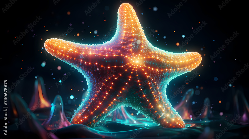 Starfish background, peaceful coast scene with gentle waves Starfish background, peaceful coast scene with gentle waves