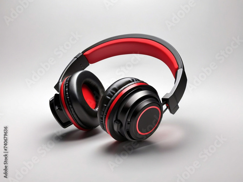 Modern wireless headphones 3d rendering isolated on white color background. 