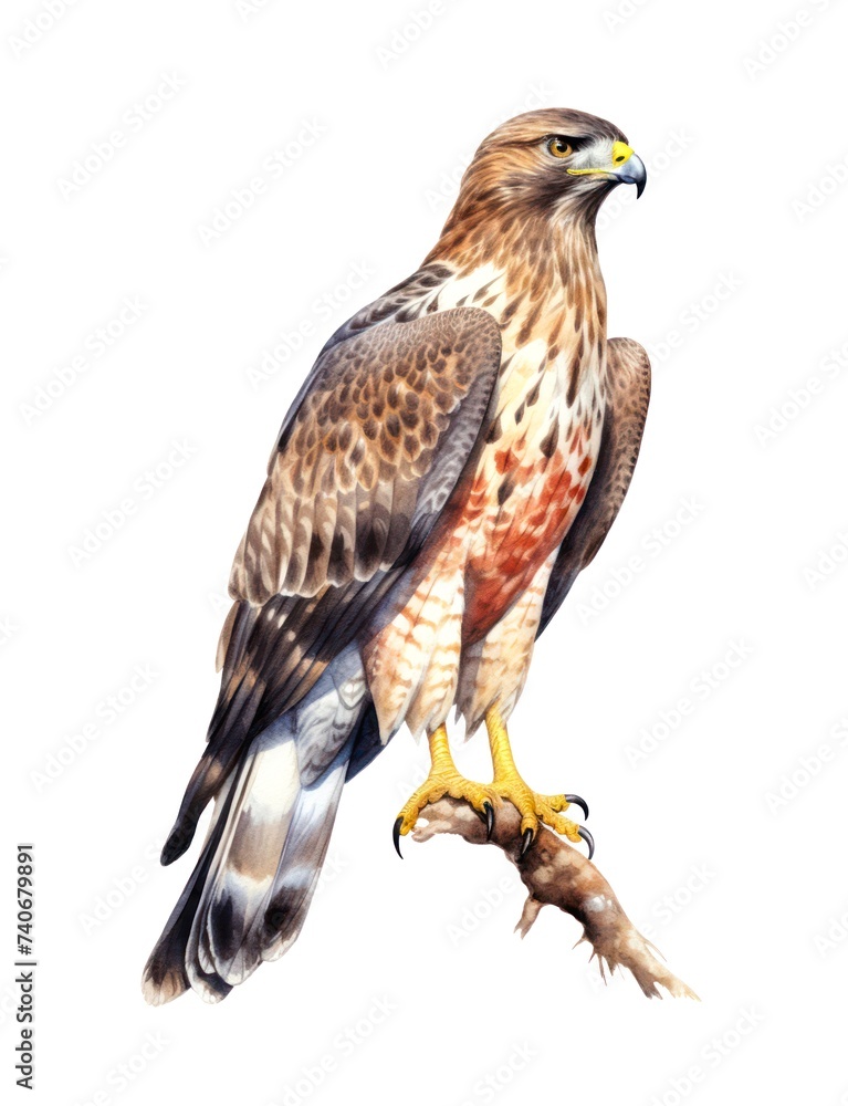 Watercolor illustration of a hawk bird isolated on white background. Watercolor illustration of a hawk bird isolated on white background.
