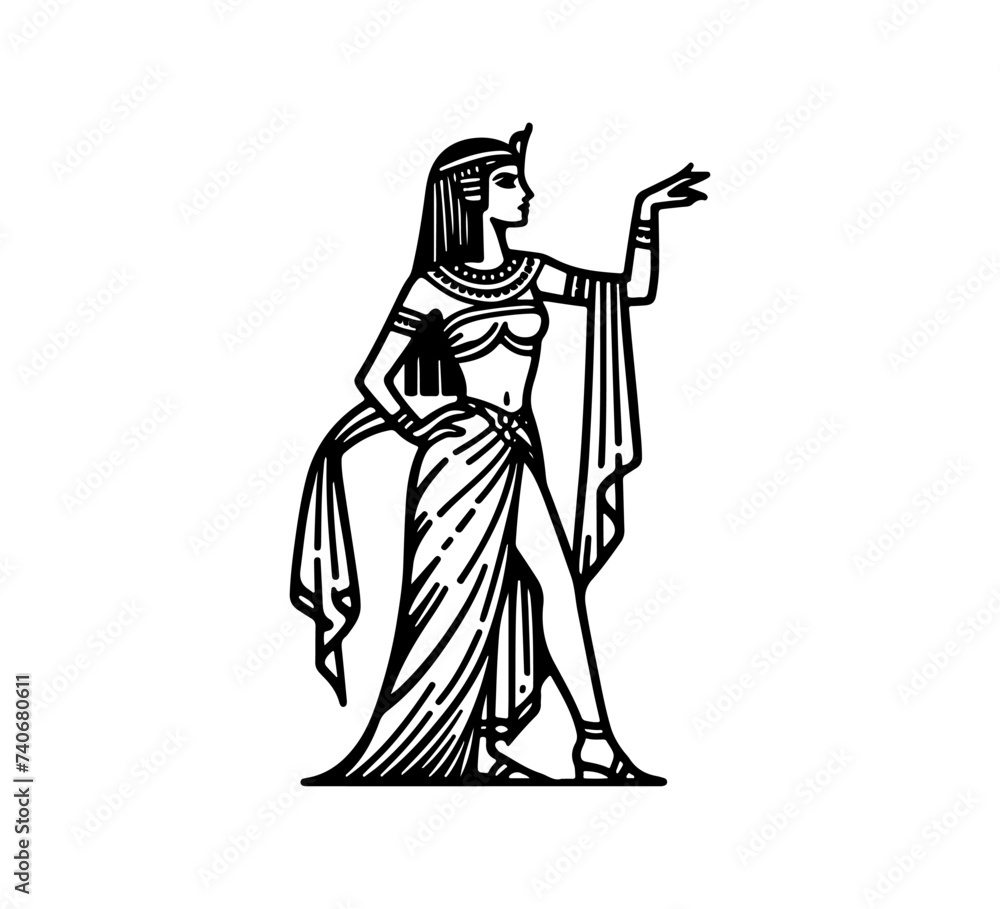 Cleopatra Egyptian Pharaoh sketch hand drawn vector illustration
