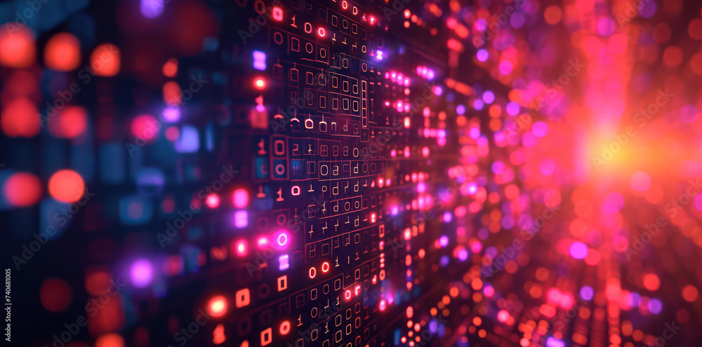 Abstract Techno Matrix: Futuristic Network Flow on Blue Grid Abstract Techno Matrix: Futuristic Network Flow on Blue Grid