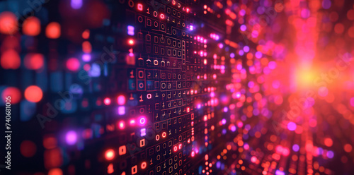 Wallpaper Mural Abstract Techno Matrix: Futuristic Network Flow on Blue Grid Torontodigital.ca