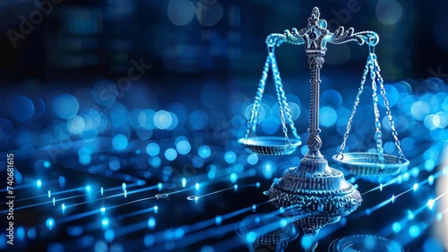 Unbiased AI: Scales of Justice in Digital World Concept