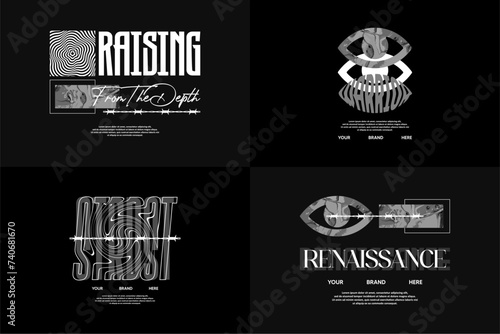 streetwear tshirt design pack download, vector element suitable for printing	