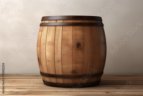 Old wooden barrel on wooden floor