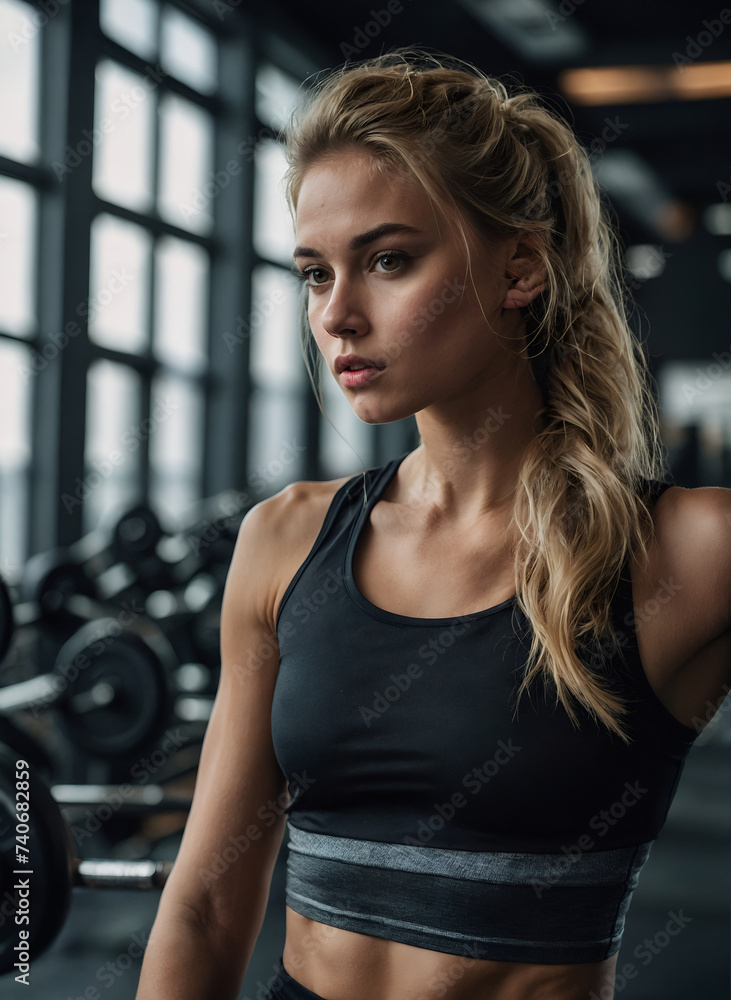 Blonde Girl at the Gym Work Out Athlete Sport Energy Power Blonde Girl at the Gym Work Out Athlete Sport Energy Power