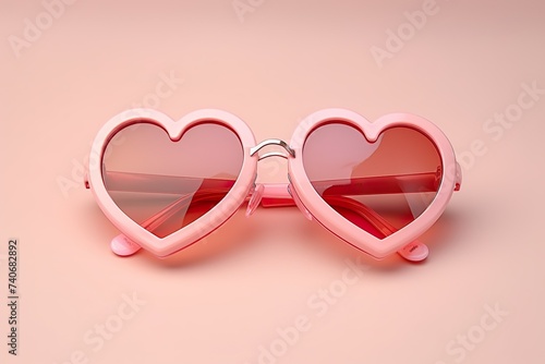 Pink heart Glasses With Pink Background Pink Color Pink Fantasy world AI Generated 