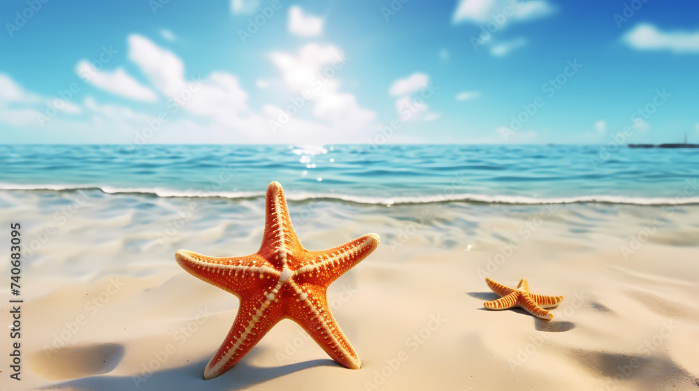 Vacation in tropical resort, sea shells and starfish background Vacation in tropical resort, sea shells and starfish background