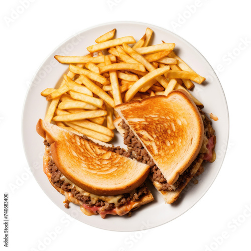 Delicious Patty Melt Sandwich Isolated on a Transparent Background