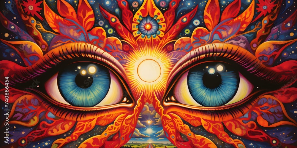 Psychedelic Art and Experience Through Kaleidoscope Eyes. Concept Psychedelic Art, Kaleidoscope Eyes, Trippy Colors, Mind-bending Patterns