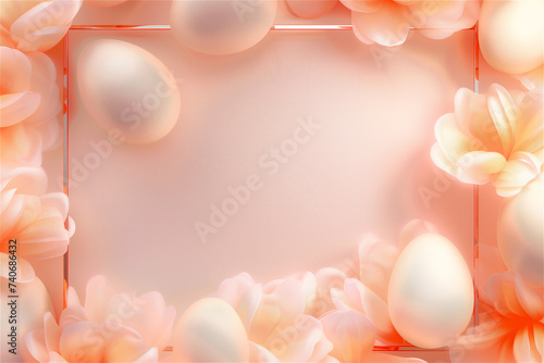 Colorful Easter background full of decorated eggs with copy space