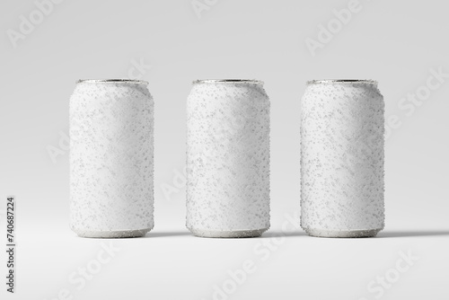 330ml Soda or Beer Can Mockups with Water Drops