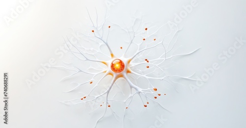 Abstract Neuron cell close-up view image. Wallpaper 3d rendered style image. Abstract structure conceptual medical image. Synapse. Healthcare concept. Glowing neurons signals.