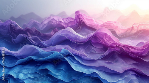 Flowing Textured Light Blue and Purple Layered Fabric Banner