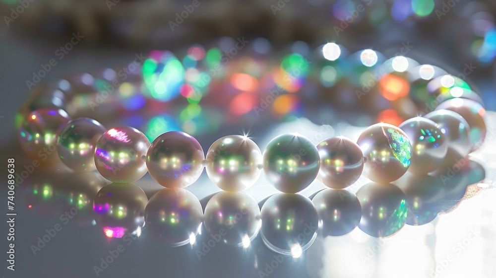 Gorgeous opal and pearl necklace with a captivating, luminous sheen. Glowing in natural light, it showcases mesmerizing colors and reflects a timeless elegance Gorgeous opal and pearl necklace with a captivating, luminous sheen. Glowing in natural light, it showcases mesmerizing colors and reflects a timeless elegance