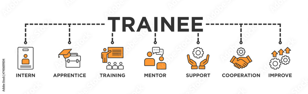 Trainee banner web icon vector illustration concept for internship ...