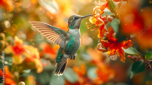 Hummingbirds on Flowers catch in Macro Photography, Glimpses of Beauty