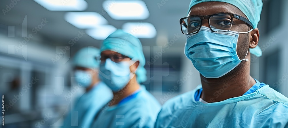 Surgeon performing operation in hospital operating room medical procedure and healthcare concept Surgeon performing operation in hospital operating room medical procedure and healthcare concept