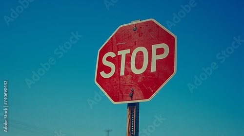 Stop sign on a road, Stop Traffic Sign with blue Sky