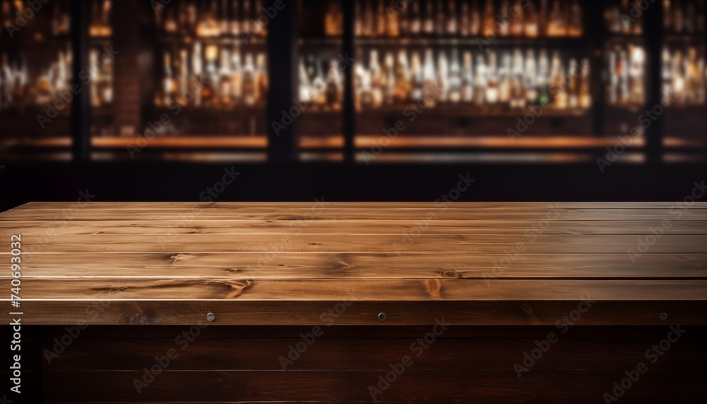 wooden table in a bar