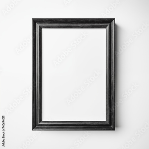 Vertical Picture Classical Black Frame Mockup hanging on White Wall Isolated Mockup HD  4 5 ratio  poster frame mock up  3d rendering