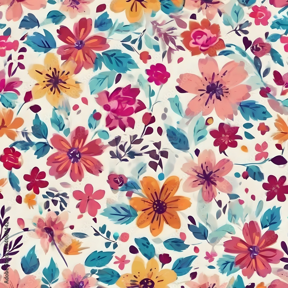 Colorful flowers and branches Illustration. Seamless pattern background.
Colorful flowers and branches Illustration. Seamless pattern background.